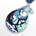 Medalla de pescado de delfín de esmalte 3D de metal personalizado de venta caliente